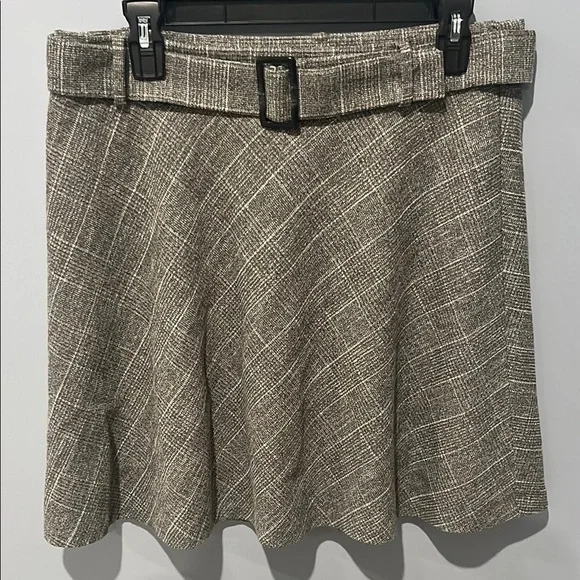 LOFT Plaid A-Line Skirt with Belt - Picture 7 of 10